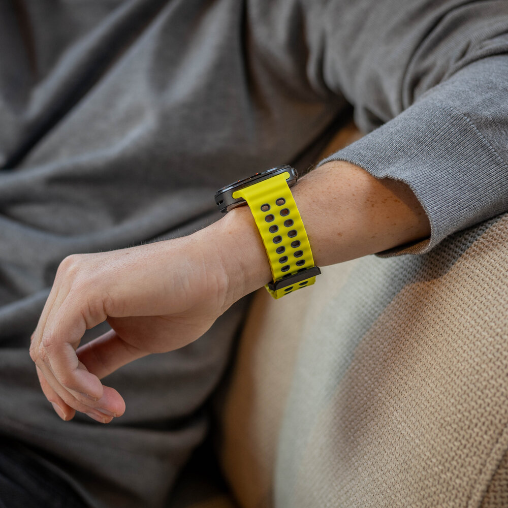 Strap-it® Strap-it Samsung Galaxy Watch Ultra wave siliconen bandje (lime/donkergrijs)