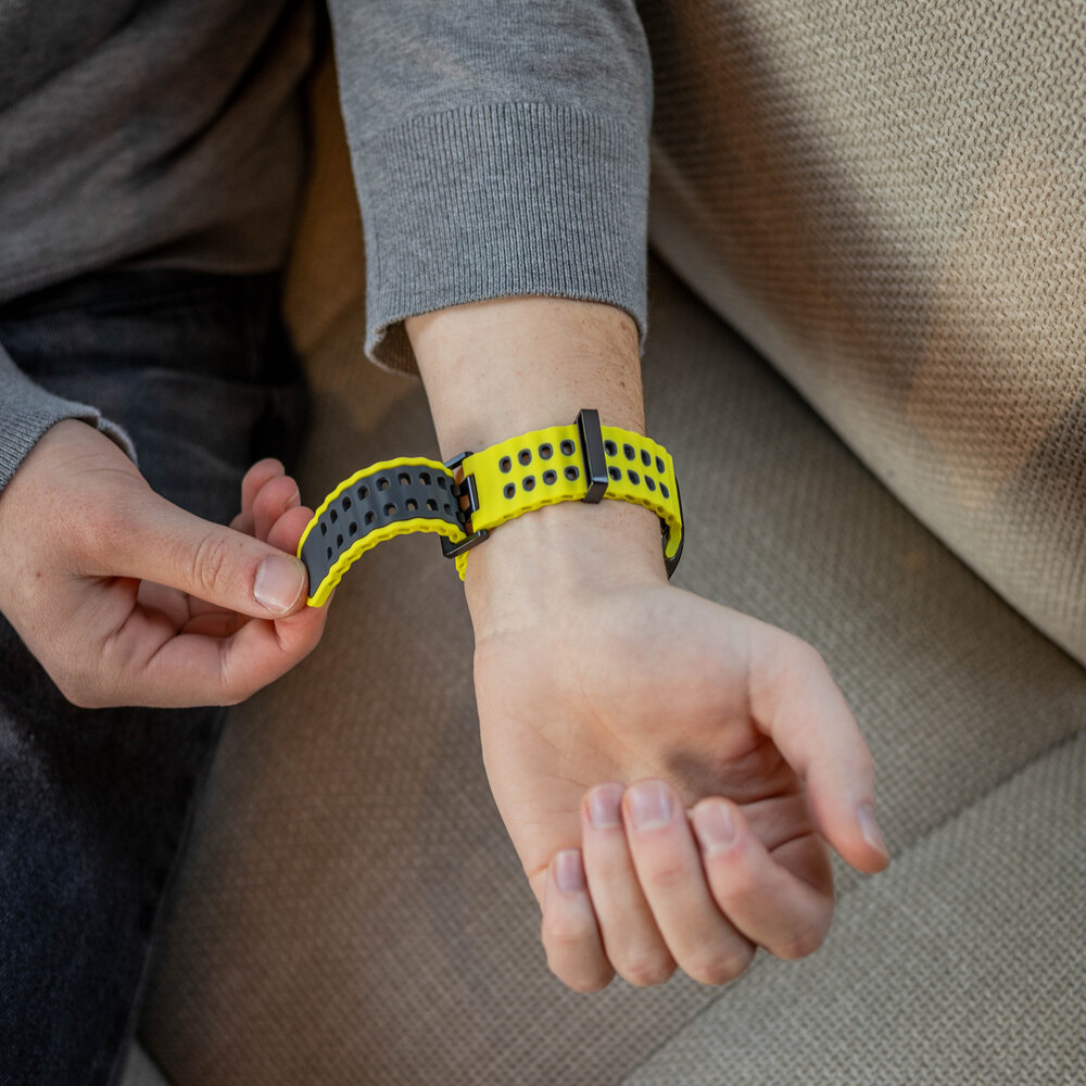 Strap-it® Strap-it Samsung Galaxy Watch Ultra wave siliconen bandje (lime/donkergrijs)