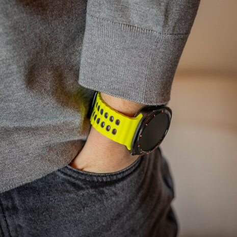 Strap-it® Strap-it Samsung Galaxy Watch Ultra wave siliconen bandje (lime/donkergrijs)