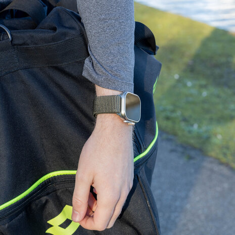 Bandz Bandz Apple Watch nylon band 'Classic' met P-buckle (legergroen)