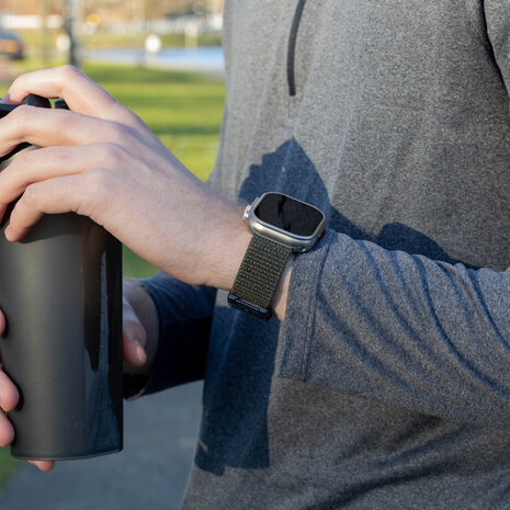 Bandz Bandz Apple Watch nylon band 'Classic' met P-buckle (legergroen)