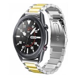 Strap-it® Samsung Galaxy Watch 3 stalen band 45mm (zilver/goud)