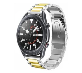 Strap-it® Samsung Galaxy Watch 3 stalen band 45mm (zilver/goud)