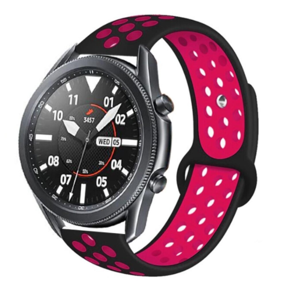 Strap-it® Strap-it Samsung Galaxy Watch 3 sport band 45mm (zwart/knalroze)