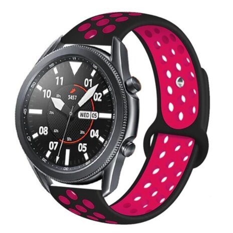 Strap-it® Strap-it Samsung Galaxy Watch 3 sport band 45mm (zwart/knalroze)