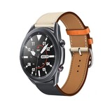 Strap-it® Samsung Galaxy Watch 3 leren bandje 45mm (wit/donkerblauw)