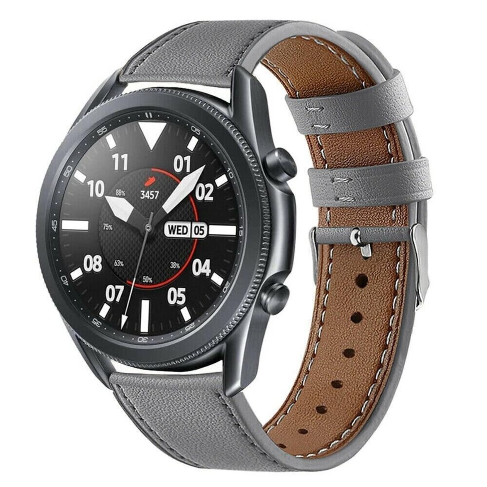 Strap-it® Strap-it Samsung Galaxy Watch 3 - 45mm bandje leer (grijs)