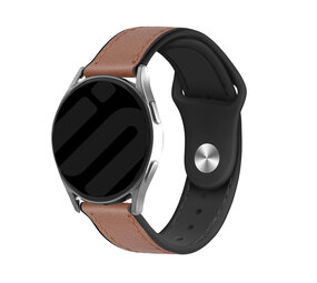 Strap-it® Garmin Vivoactive 5 leren hybrid bandje (lichtbruin)