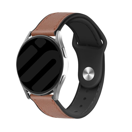 Strap-it® Strap-it Garmin Vivoactive 5 leren hybrid bandje (lichtbruin)