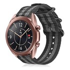Strap-it® Strap-it Samsung Galaxy Watch 3 - 41mm nylon gesp band (zwart/grijs)