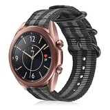 Strap-it® Samsung Galaxy Watch 3 - 41mm nylon gesp band (zwart/grijs)