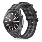 Strap-it® Strap-it Samsung Galaxy Watch 3 -  45mm nylon gesp band (zwart/grijs)