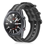 Strap-it® Samsung Galaxy Watch 3 - 45mm nylon gesp band (zwart/grijs)