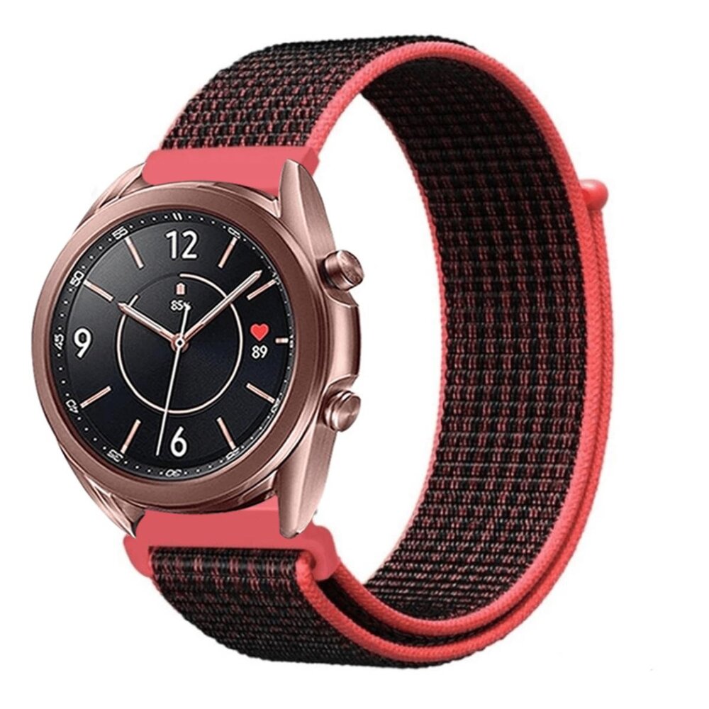 Strap-it® Strap-it Samsung Galaxy Watch 3 - 41mm nylon bandje (zwart/koraal)