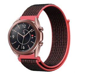 Strap-it® Samsung Galaxy Watch 3 - 41mm nylon band (zwart/koraal)