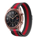 Strap-it® Samsung Galaxy Watch 3  Milanese band 41mm (zwart/rood)