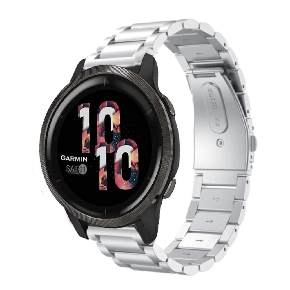 Strap-it® Strap-it Garmin Venu 2 stalen band - 45mm - zilver