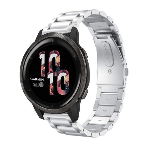 Strap-it® Strap-it Garmin Venu 2 stalen band - 45mm - zilver
