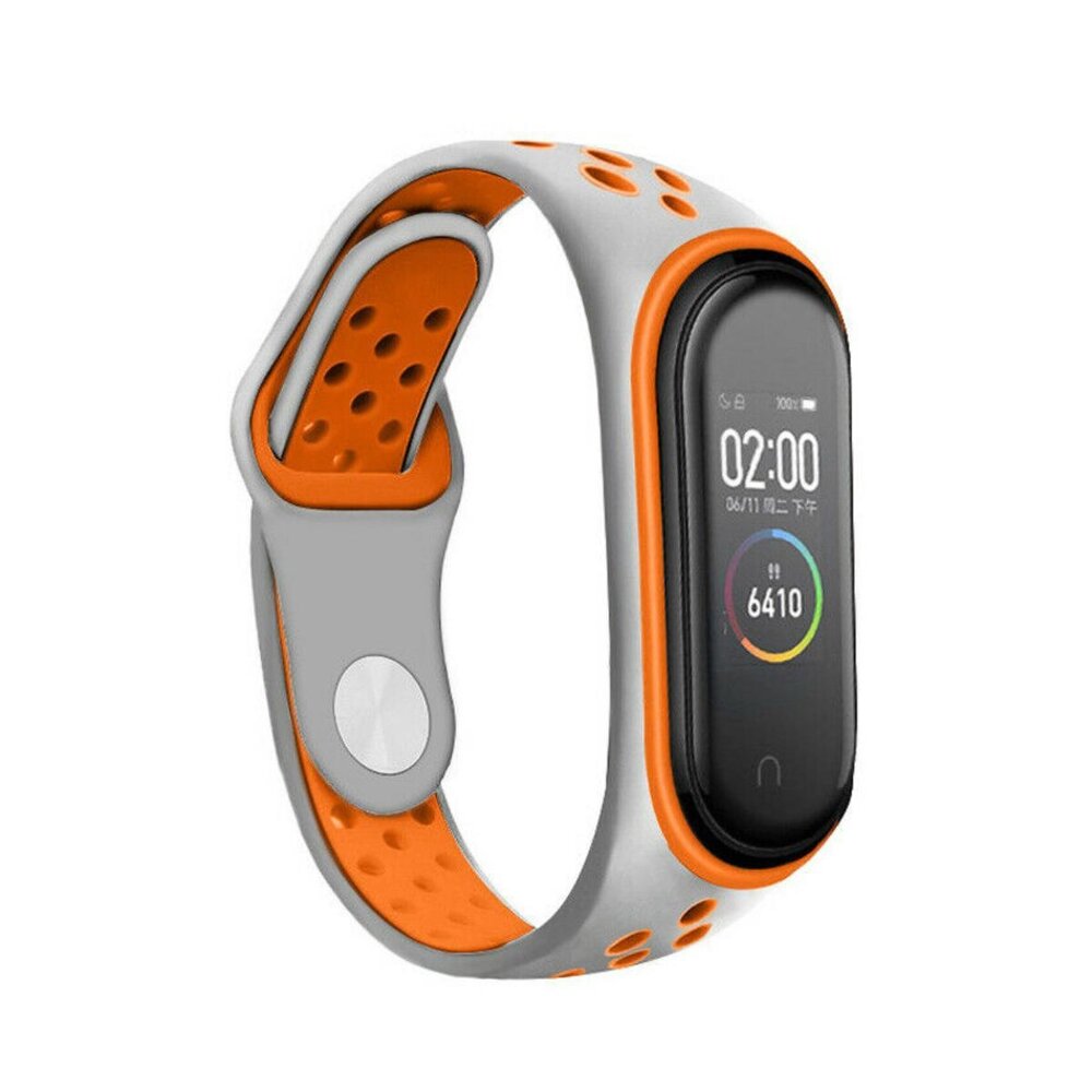 Strap-it® Strap-it Xiaomi Mi Band 6 sport bandje (grijs/oranje)