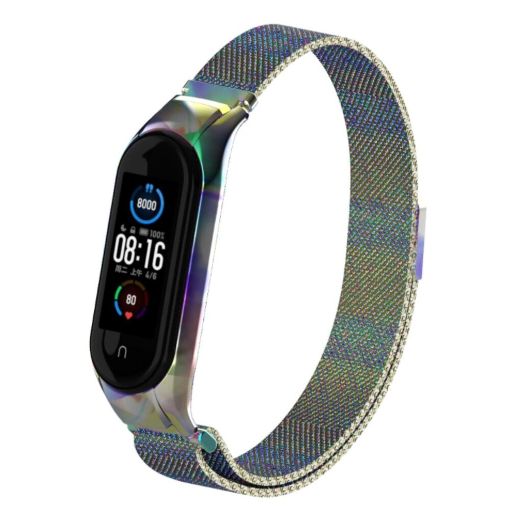 Strap-it® Strap-it Xiaomi Mi Band 6 Milanese band (regenboog) Strap-it® Strap-it Xiaomi Mi Band 6 Milanese band (regenboog)