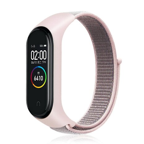 Strap-it® Strap-it Xiaomi Mi Band 3 / 4 nylon bandje (pink sand) Strap-it® Strap-it Xiaomi Mi Band 3 / 4 nylon bandje (pink sand)
