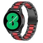 Strap-it® Strap-it Samsung Galaxy Watch 4 - 44mm stalen band (zwart/rood)