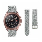 Strap-it® Strap-it Samsung Galaxy Watch 3 41mm leren glitter bandje (zilver)