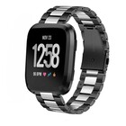 Strap-it® Strap-it Fitbit Versa stalen bandje (zwart/zilver)