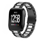 Strap-it® Fitbit Versa stalen bandje (zwart/zilver)
