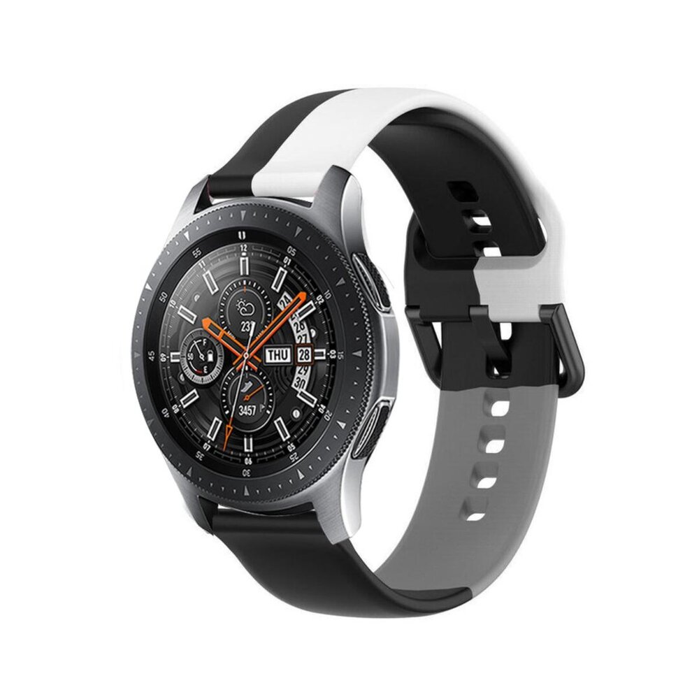 Strap-it® Strap-it Samsung Galaxy Watch 46mm triple sport band (zwart-wit-grijs) Strap-it® Strap-it Samsung Galaxy Watch 46mm triple sport band (zwart-wit-grijs)