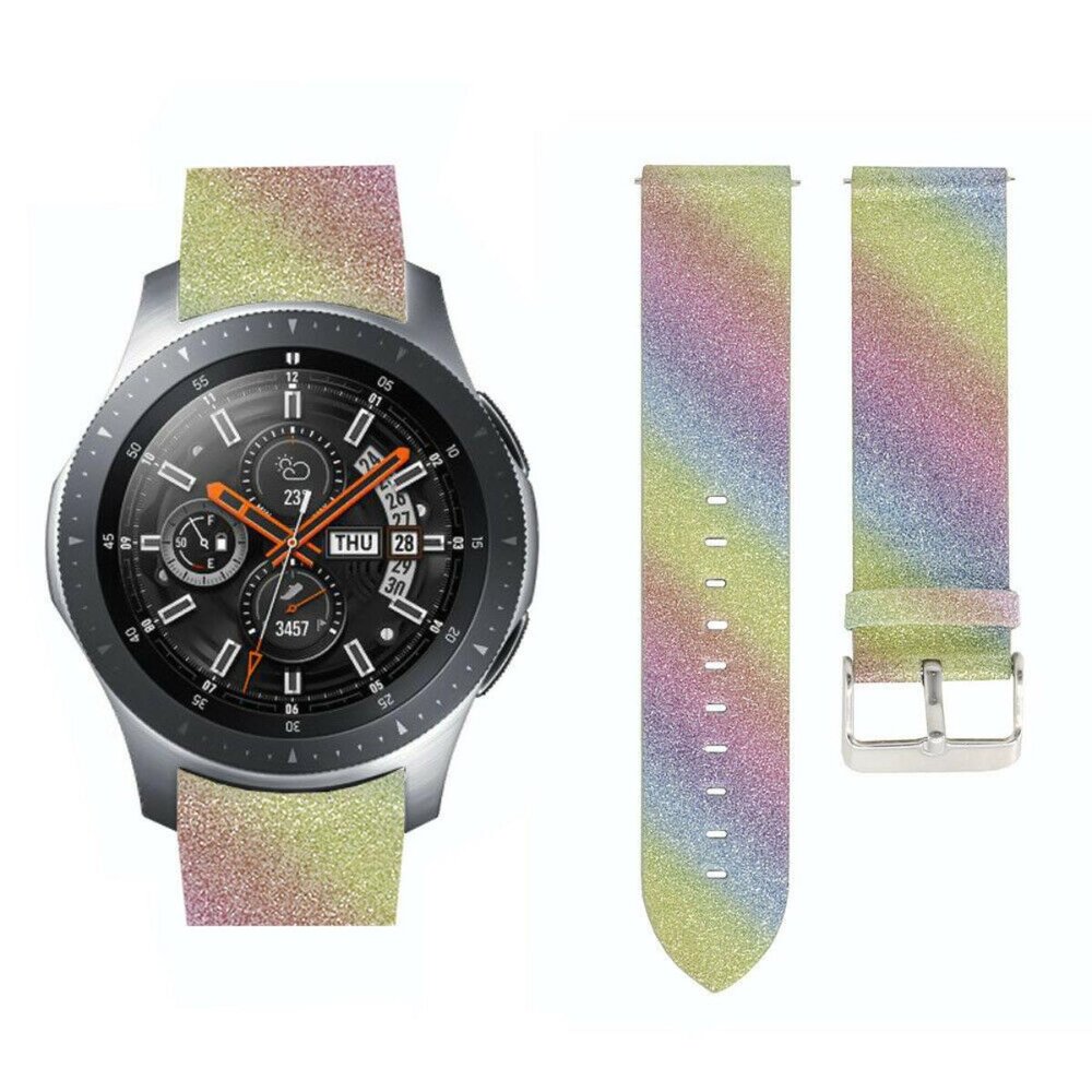 Strap-it® Strap-it Samsung Galaxy Watch 46mm leren glitter bandje (regenboog) Strap-it® Strap-it Samsung Galaxy Watch 46mm leren glitter bandje (regenboog)