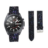 Strap-it® Samsung Galaxy Watch 3 45mm leren glitter bandje (zwart)