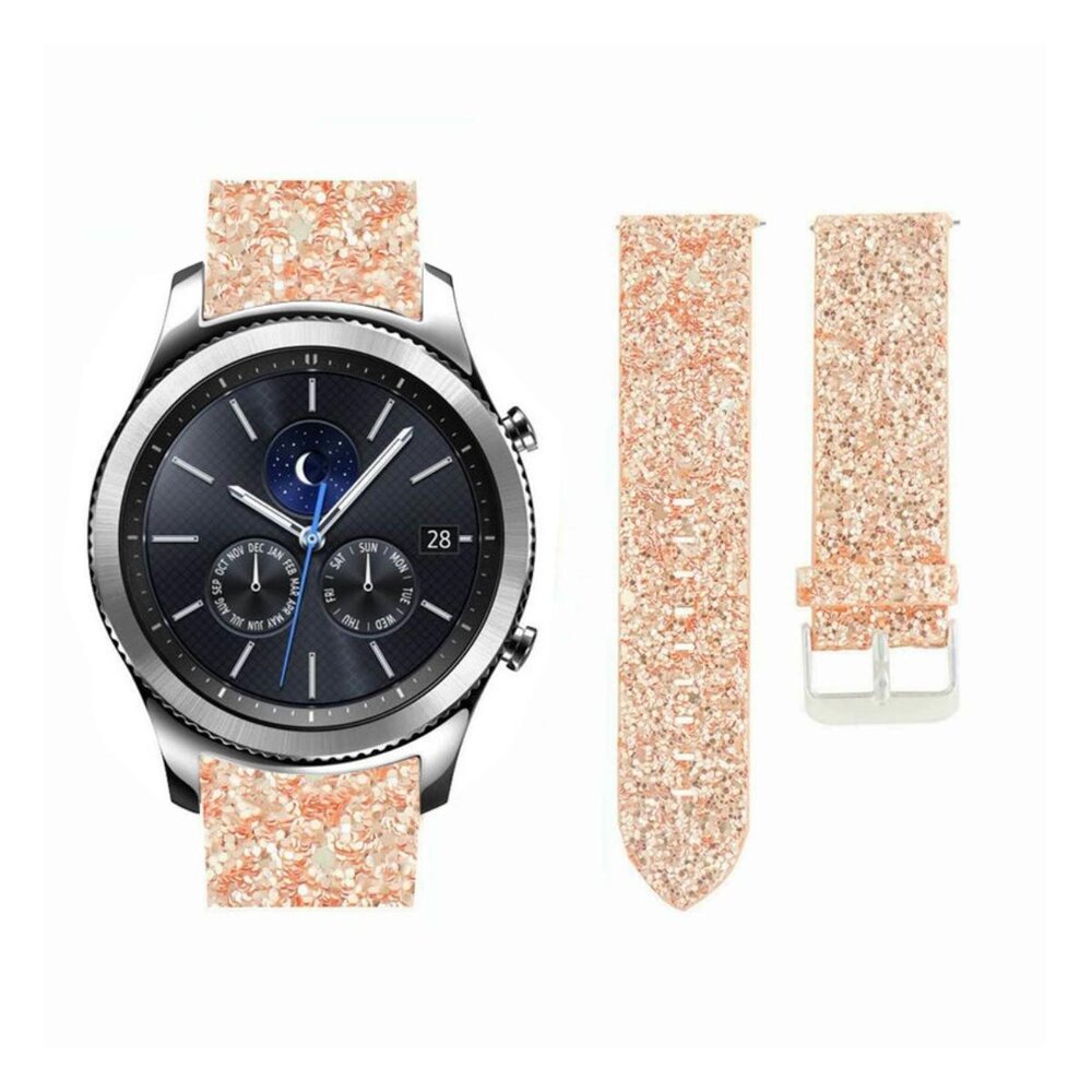 Strap-it® Strap-it Samsung Gear S3 leren glitter bandje (rosé goud) Strap-it® Strap-it Samsung Gear S3 leren glitter bandje (rosé goud)