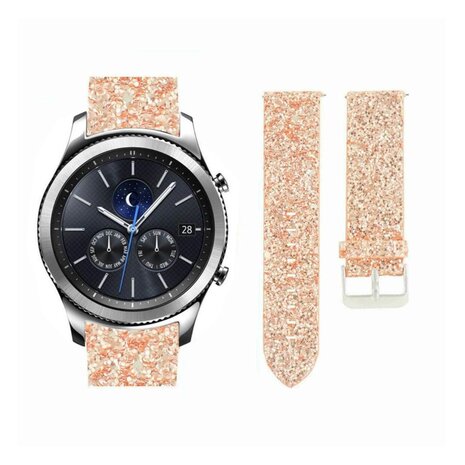 Strap-it® Strap-it Samsung Gear S3 leren glitter bandje (rosé goud) Strap-it® Strap-it Samsung Gear S3 leren glitter bandje (rosé goud)