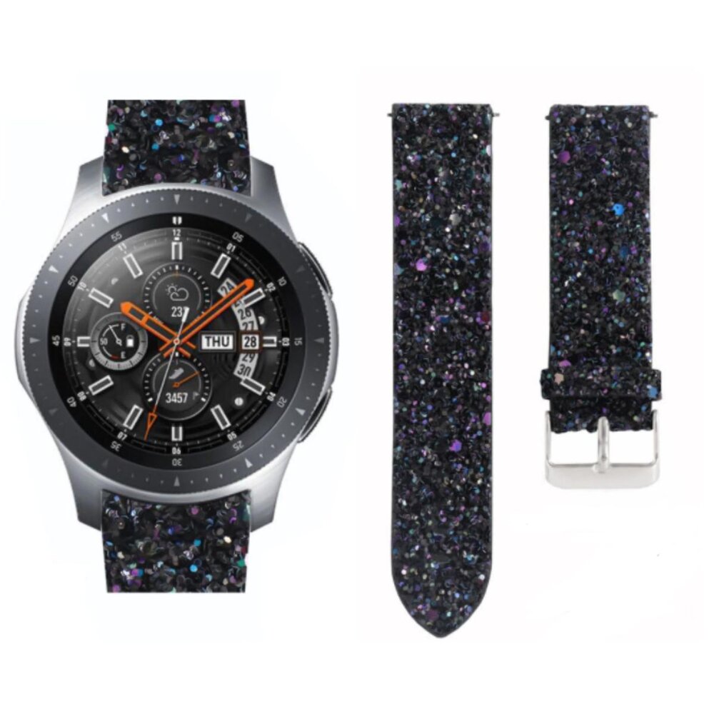 Strap-it® Strap-it Samsung Galaxy Watch 46mm leren glitter bandje (zwart) Strap-it® Strap-it Samsung Galaxy Watch 46mm leren glitter bandje (zwart)