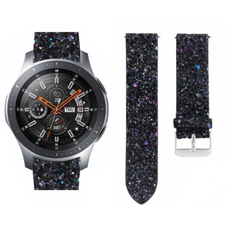 Strap-it® Strap-it Samsung Galaxy Watch 46mm leren glitter bandje (zwart) Strap-it® Strap-it Samsung Galaxy Watch 46mm leren glitter bandje (zwart)