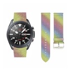 Strap-it® Strap-it Samsung Galaxy Watch 3 45mm leren glitter bandje (regenboog)