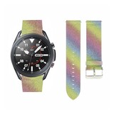 Strap-it® Samsung Galaxy Watch 3 45mm leren glitter bandje (regenboog)