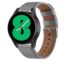 Strap-it® Samsung Galaxy Watch 4 - 44mm leren bandje (grijs)