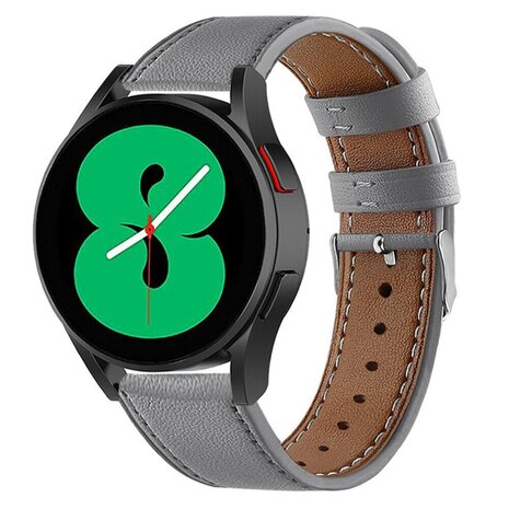 Strap-it® Strap-it Samsung Galaxy Watch 4 - 44mm leren bandje (grijs)