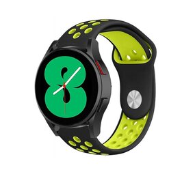 Strap-it® Samsung Galaxy Watch 4 - 40mm sport band (zwart/geel) Strap-it® Samsung Galaxy Watch 4 - 40mm sport band (zwart/geel)