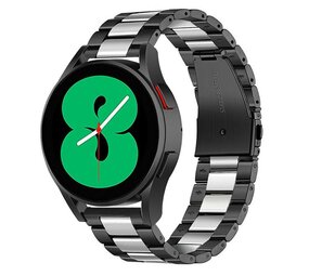 Strap-it® Samsung Galaxy Watch 4 - 44mm stalen band (zwart/zilver)