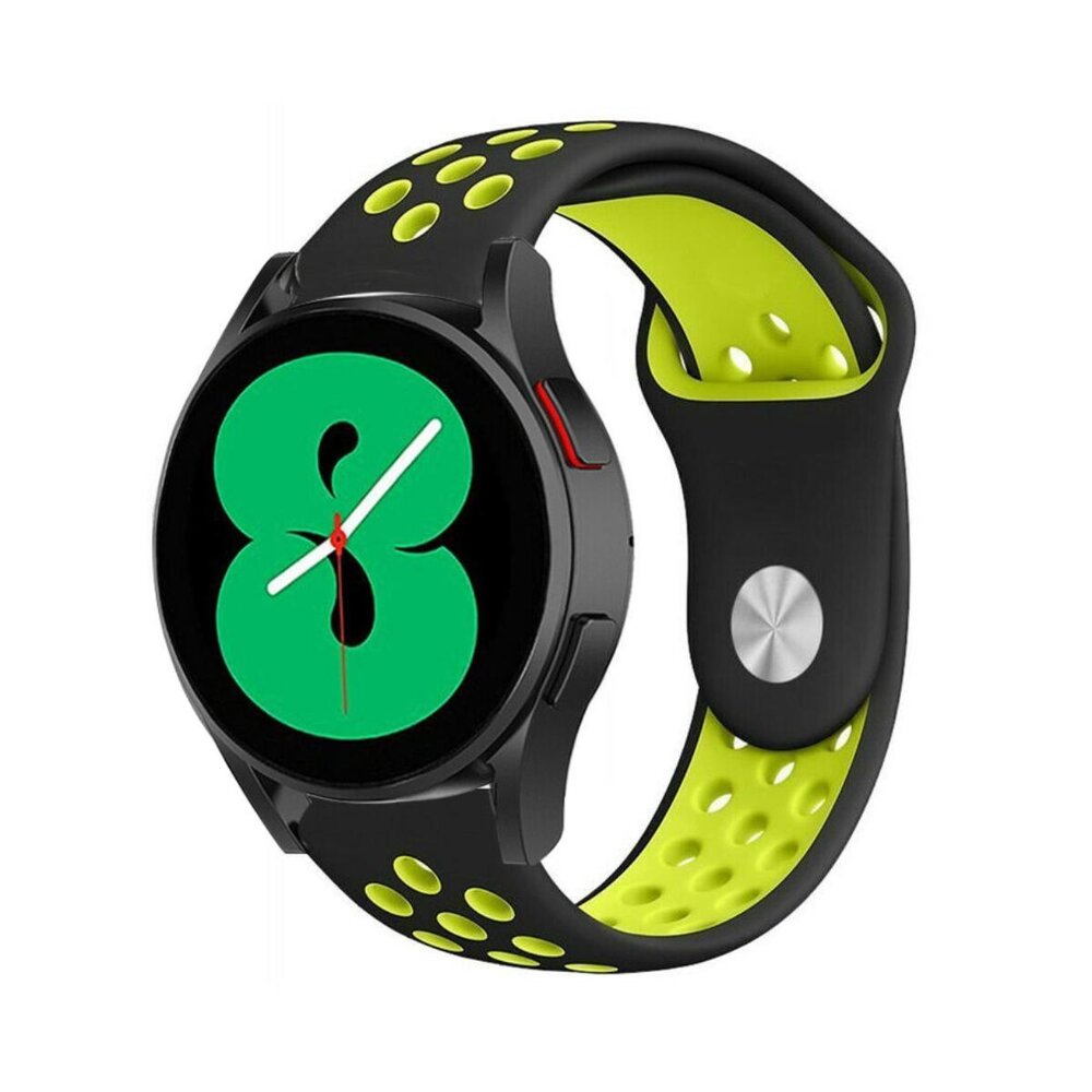 Strap-it® Strap-it Samsung Galaxy Watch 4 - 44mm sport band (zwart/geel)