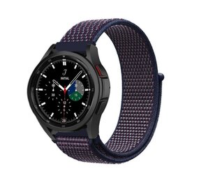 Strap-it® Samsung Galaxy Watch 4 Classic 42mm nylon band (paars/blauw)