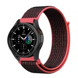 Strap-it® Samsung Galaxy Watch 4 Classic 42mm nylon band (zwart/koraal)