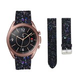 Strap-it® Samsung Galaxy Watch 3 41mm leren glitter bandje (zwart)