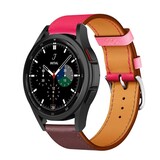 Strap-it® Samsung Galaxy Watch 4 Classic 42mm leren bandje (knalroze/roodbruin)