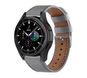 Strap-it® Samsung Galaxy Watch 4 Classic 46mm leren bandje (grijs)