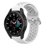 Strap-it® Samsung Galaxy Watch 4 Classic 42mm siliconen bandje met gaatjes (wit) Strap-it® Samsung Galaxy Watch 4 Classic 42mm siliconen bandje met gaatjes (wit)