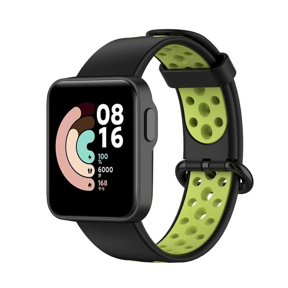 Strap-it® Strap-it Xiaomi Mi Watch Lite sport bandje (zwart/groen)